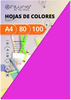 Pack 100 Hojas Color Rosa Fluor Tamaño A4 80g