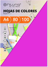 Pack 100 Hojas Color Rosa Fluor Tamaño A4 80g