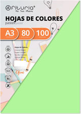 Pack 100 Hojas Color Verde Claro Tamaño A3 80g