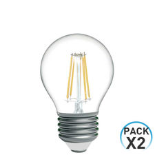 Pack 2 Bombillas LED Filamento Esférica E27 4W Equi.40W 470lm 3000K 15000H