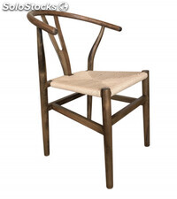 Pack 2 sillas comedor SALMA de madera maciza. Diseño envolvente y asiento cuerda