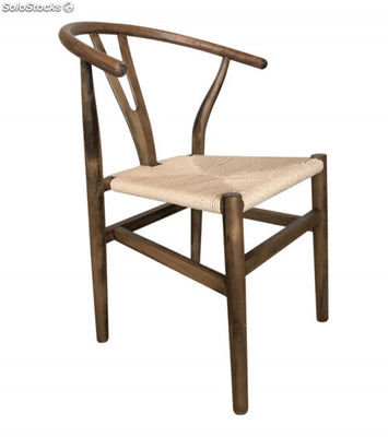 Pack 2 sillas comedor SALMA de madera maciza. Diseño envolvente y asiento cuerda