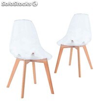 Pack 2 Sillas Comedor Tulipa Transparentes Con Patas Madera De Haya