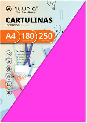 Pack 250 Cartulinas Color Fucsia Tamaño A4 180g