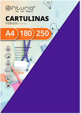 Pack 250 Cartulinas Color Morado Tamaño A4 180g