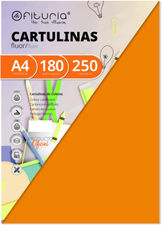 Pack 250 Cartulinas Color Naranja Fluor Tamaño A4 180g
