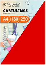 Pack 250 Cartulinas Color Rojo Tamaño A4 180g