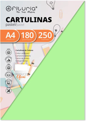 Pack 250 Cartulinas Color Verde Claro Tamaño A4 180g