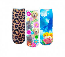 Pack 3 pares de calcetines FUNNY ANIMALS para mujer estampados en color 3D