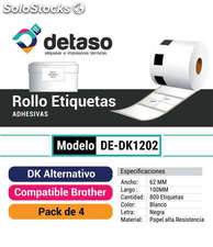 Pack 4 Rollo Dk1202 Etiquetas Alternativas