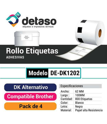Pack 4 Rollo Dk1202 Etiquetas Alternativas