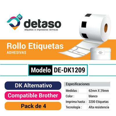 Pack 4 Rollo Dk1209 Etiquetas Alternativas