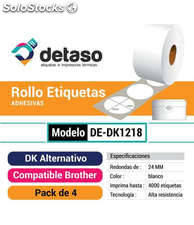 Pack 4 Rollo Dk1218 Etiquetas Redondas Adhesivas