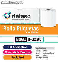 Pack 4 Rollo Dk2205 Etiquetas Alternativas
