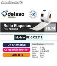 Pack 4 Rollo DK22212 Film 62MM