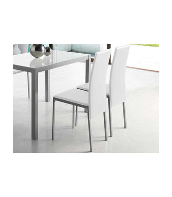 Pack 4 sillas Carla para salón en polipiel blanco, 96 cm(alto)41 cm(ancho)52 - Foto 2