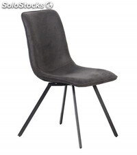 Pack 4 sillas comedor LITA, silla tapizada en gris, respaldo acolchado en