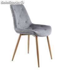 Pack 4 sillas comedor MARILYN, con tapizado en gris extra suave con diseño
