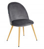 Pack 4 sillas comedor RITA, Silla tapizada en terciopelo gris y detalle floral.