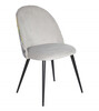 Pack 4 sillas comedor RITA, Silla tapizada en terciopelo gris y detalle floral.