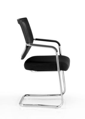 Pack 4 sillas confidente dallas con base de patín tapizado en tela negra y - Foto 3