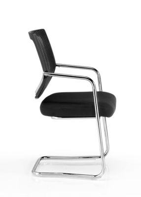 Pack 4 sillas confidente dallas con base de patín tapizado en tela negra y - Foto 4