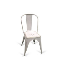 Pack 4 sillas metálicas modelo Tolix Vintage acabado blanco envejecido, 35.5
