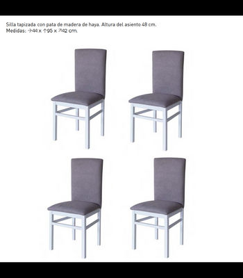 Pack 4 sillas Nivar tapizadas en tela gris. 95cm (alto), 44cm(ancho), - Foto 2