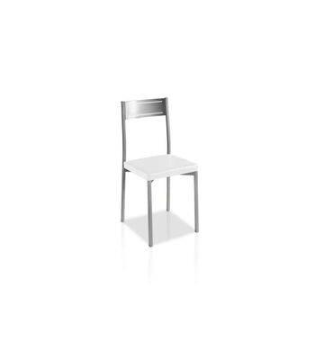 Pack 4 sillas para comedor acabado cromo tapizado polipiel blanco, 86 cm(alto)39