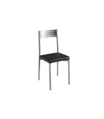 Pack 4 sillas para comedor acabado cromo tapizado polipiel negro, 86cm(alto )