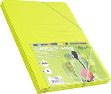 Pack 5 Carpetas Tamaño Folio con Solapa y Gomas Elasticas Color Manzana