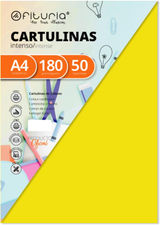 Pack 50 Cartulinas Color Amarillo Fuerte Tamaño A4 180g