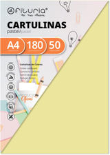 Pack 50 Cartulinas Color Crema Tamaño A4 180g