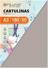 Pack 50 Cartulinas Color Gris Tamaño A3 180g