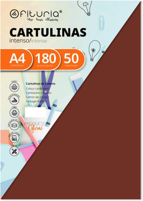 Pack 50 Cartulinas Color Marron Tamaño A4 180g