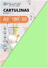 Pack 50 Cartulinas Color Verde Claro Tamaño A3 180g