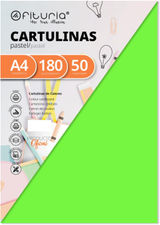 Pack 50 Cartulinas Color Verde Tamaño A4 180g