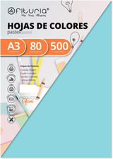 Pack 500 Hojas Color Azul Claro Tamaño A3 80g