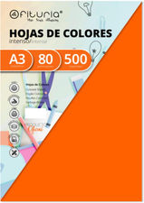 Pack 500 Hojas Color Naranja Tamaño A3 80g
