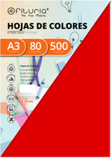 Pack 500 Hojas Color Rojo Tamaño A3 80g