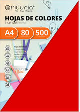 Pack 500 Hojas Color Rojo Tamaño A4 80g