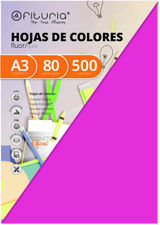 Pack 500 Hojas Color Rosa Fluor Tamaño A3 80g