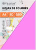Pack 500 Hojas Color Rosa Tamaño A4 80g