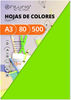 Pack 500 Hojas Color Verde Fluor Tamaño A3 80g
