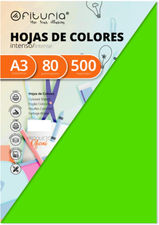 Pack 500 Hojas Color Verde Fuerte Tamaño A3 80g