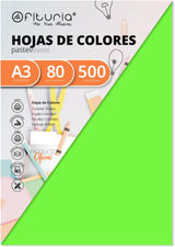 Pack 500 Hojas Color Verde Tamaño A3 80g