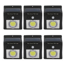 Pack 6 Apliques de Pared Solares LED con Sensor Crepuscular y Movimiento Negro