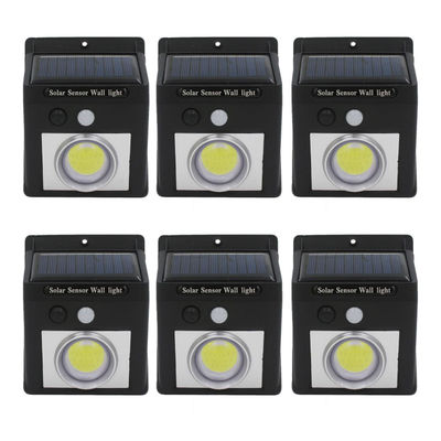 Pack 6 Apliques de Pared Solares LED con Sensor Crepuscular y Movimiento Negro