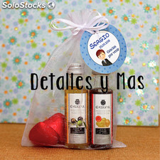 Pack aceite y vinagre 25 ml+ bombones. Detalles para bodas y comuniones