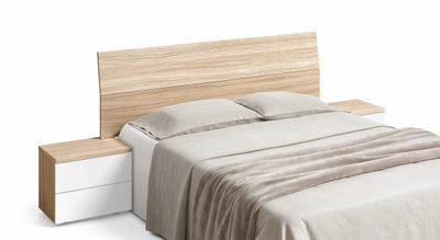 Pack cabezal y 2 mesitas de noche para camas de 150 cm en color blanco y nature